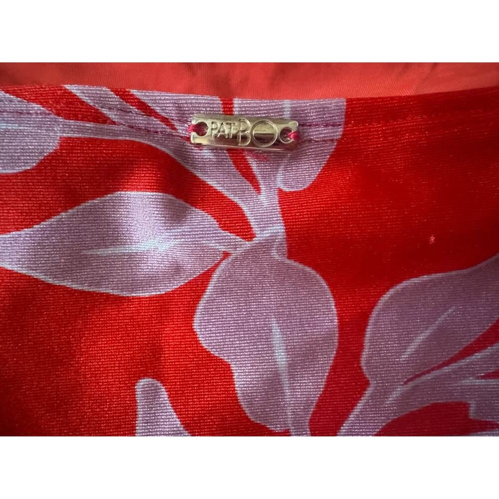 PatBo Women’s Medium Red Floral Cutout Long Sleeve One Piece Swimsuit - Picture 9 of 10